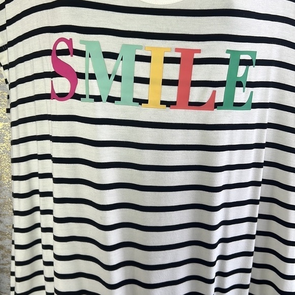 Reitmans White Marshmallow Striped Short Sleeve Tie Front T-Shirt Size XL - Picture 7 of 16